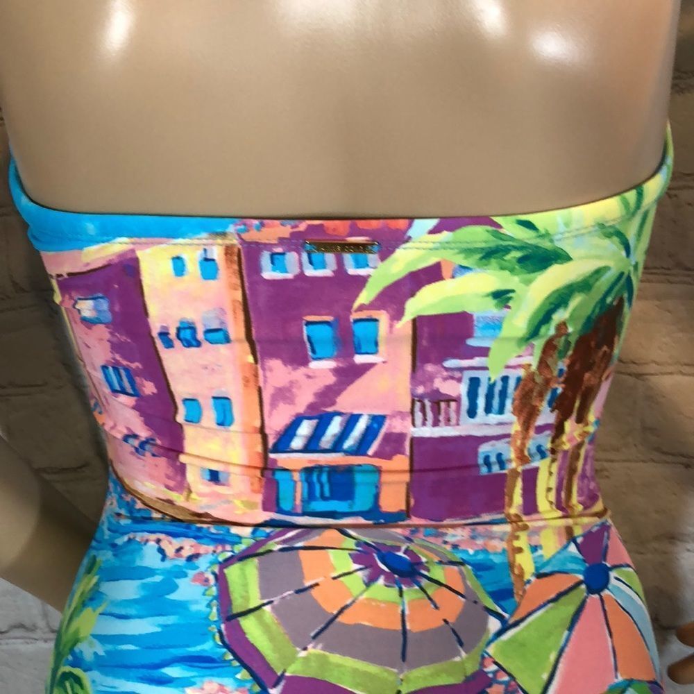 Anne Cole Beach Print 1 Piece Strapless Swimsuit S - Picture 10 of 16